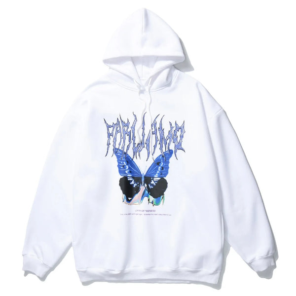 2020 Hip Hop Butterfly Print Hoodie Sweatshirts: Men's Harajuku Streetwear Fleece Pullover